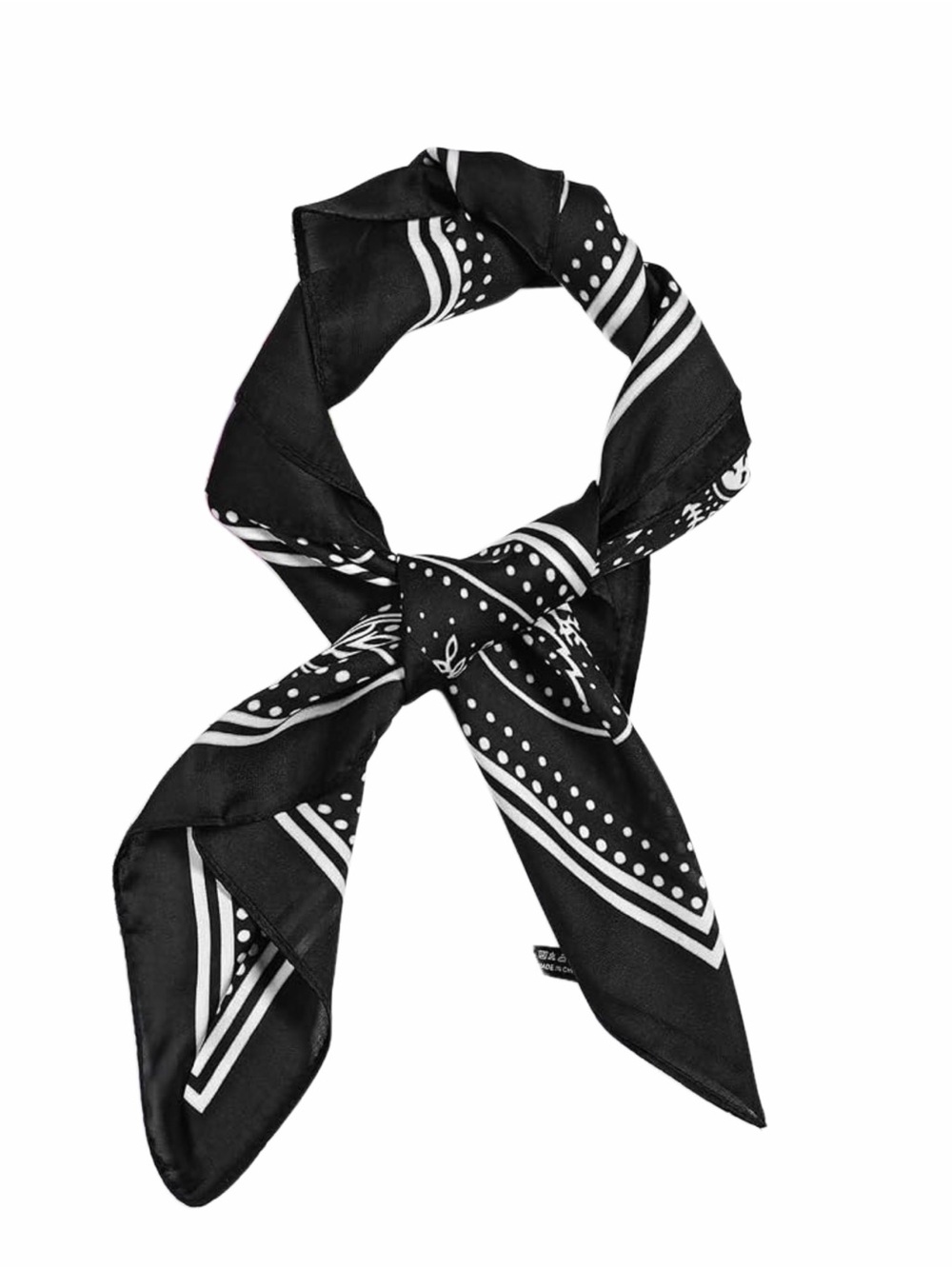 NWOT Black Satin Square Bandana Neck Scarf